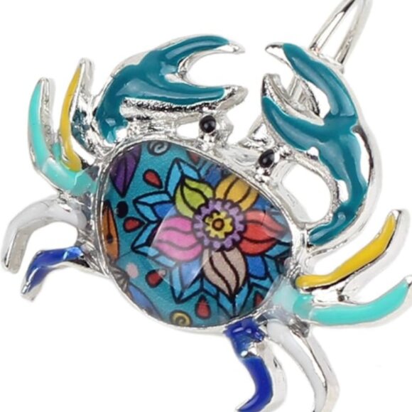 Blue Crab Earrings - Picture 2 of 4